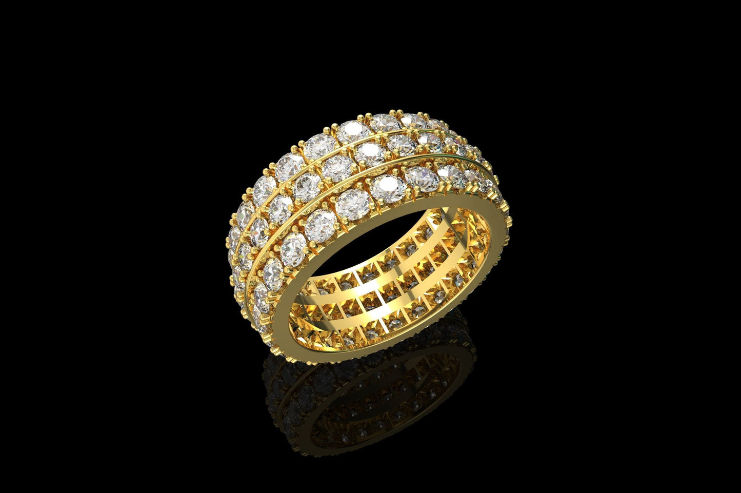 3 Row Diamond Ring