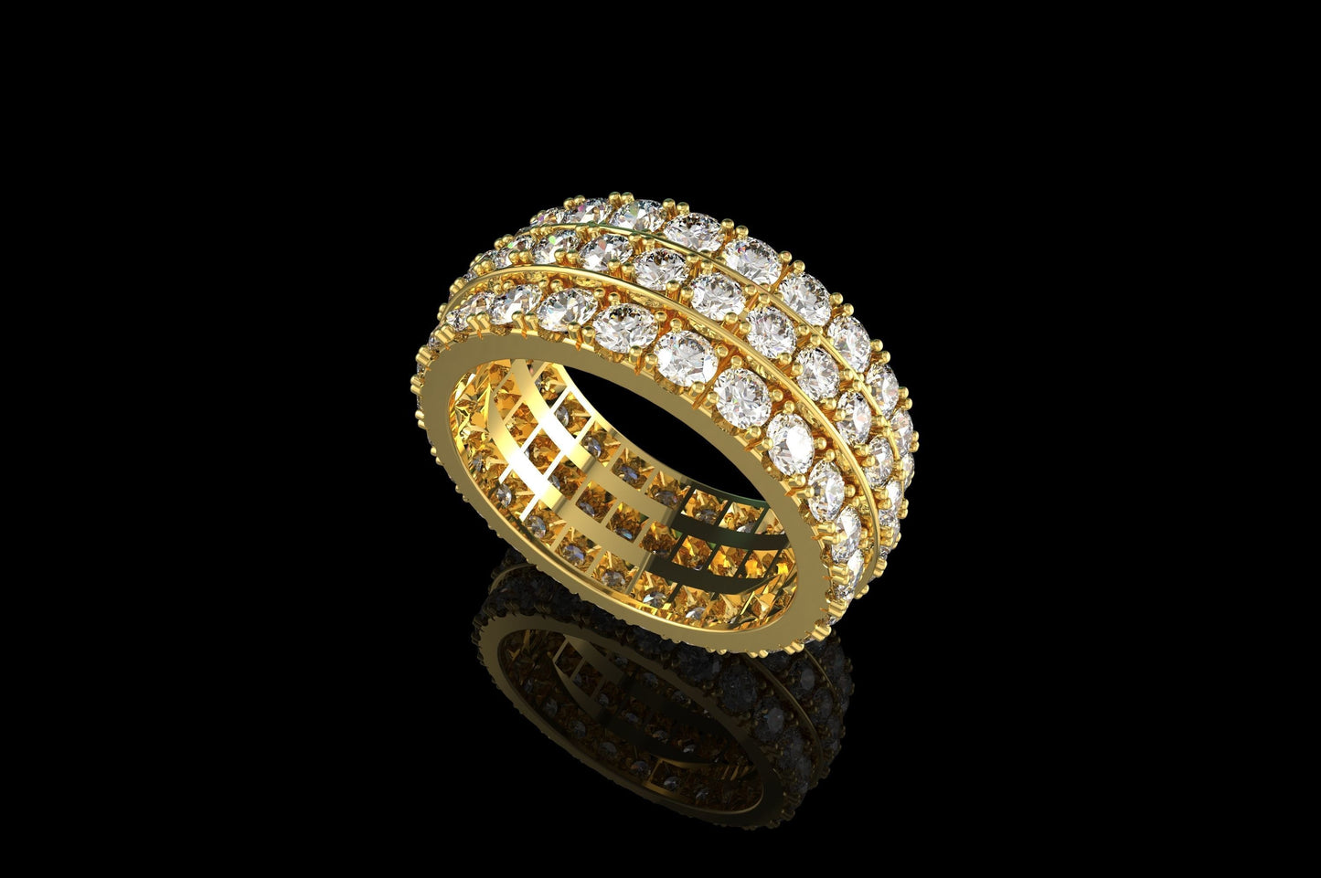3 Row Diamond Ring