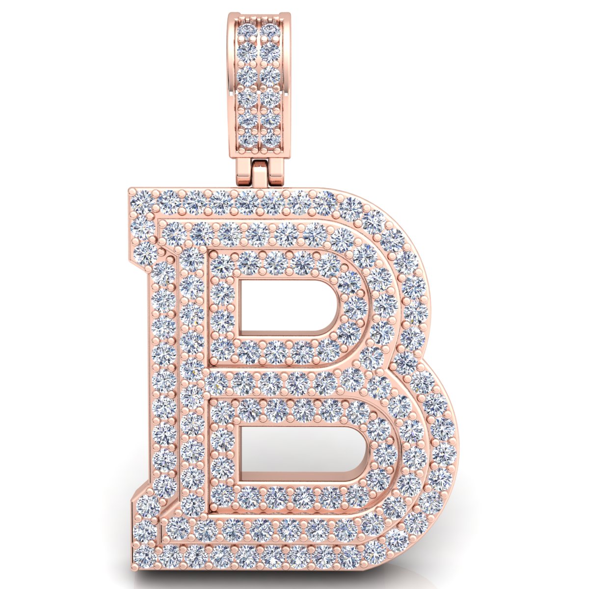 Letter "B" set with Diamonds