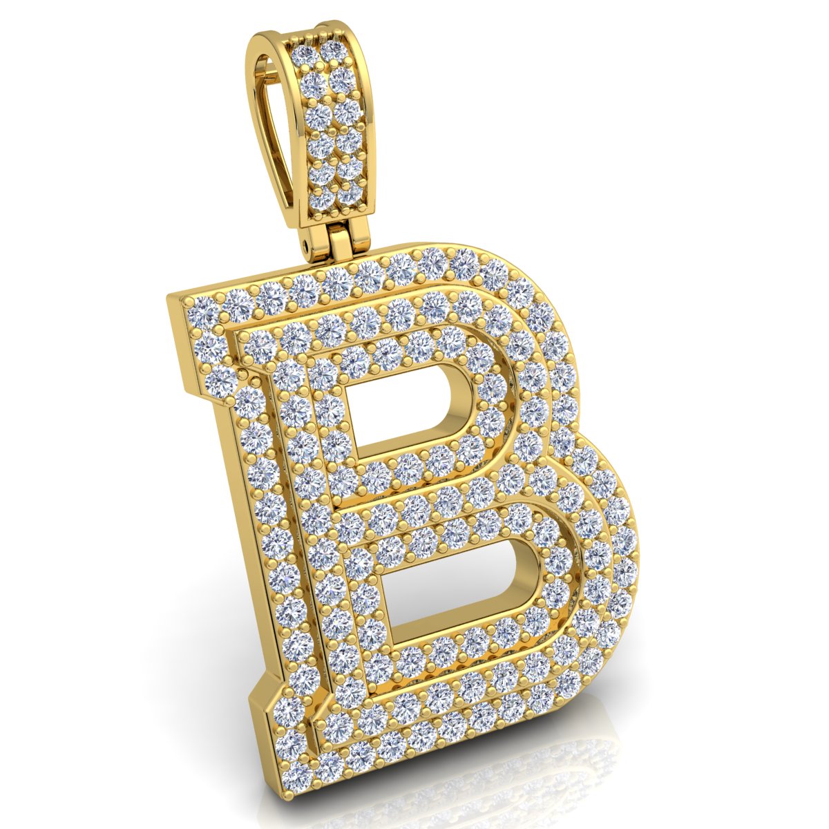Letter "B" set with Diamonds