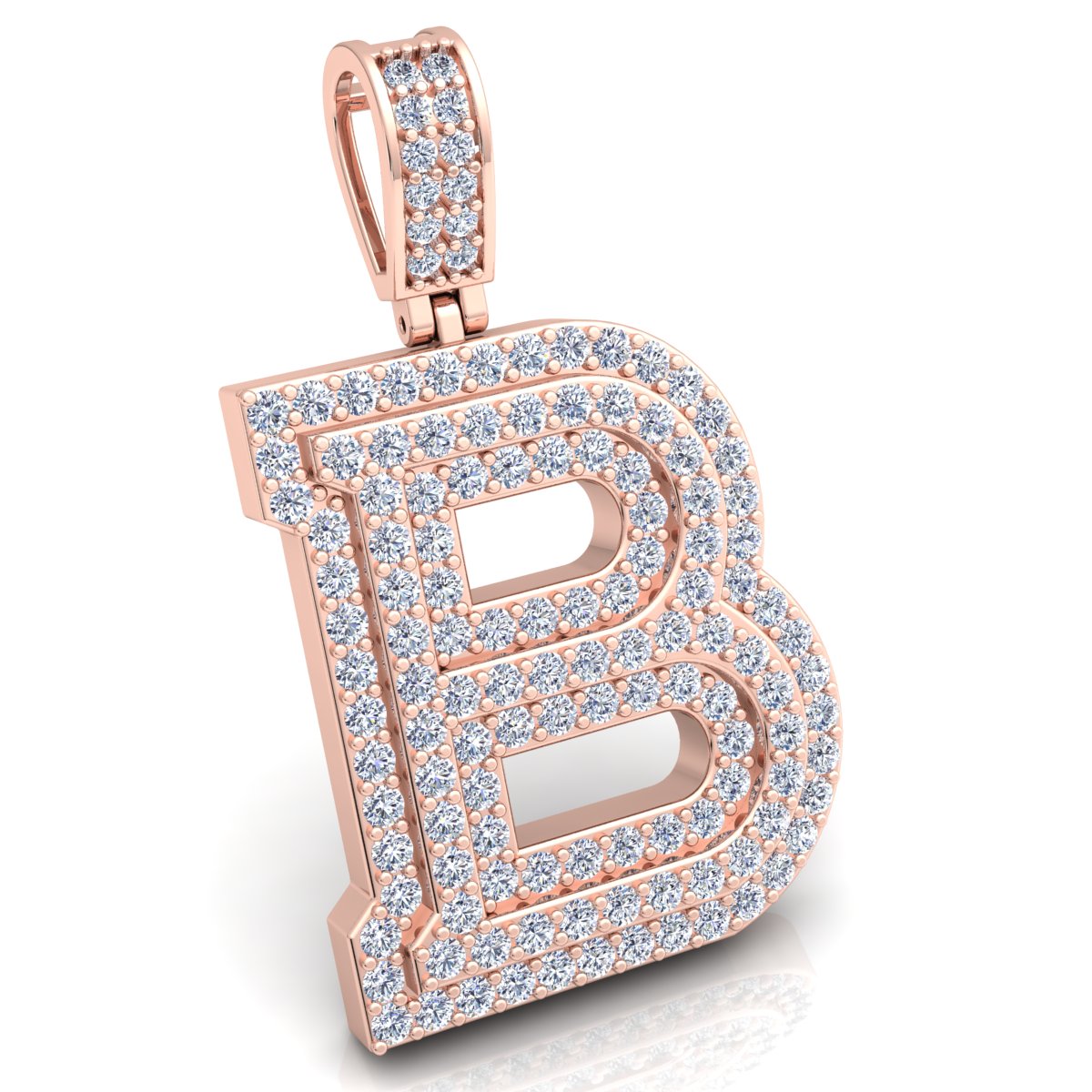 Letter "B" set with Diamonds