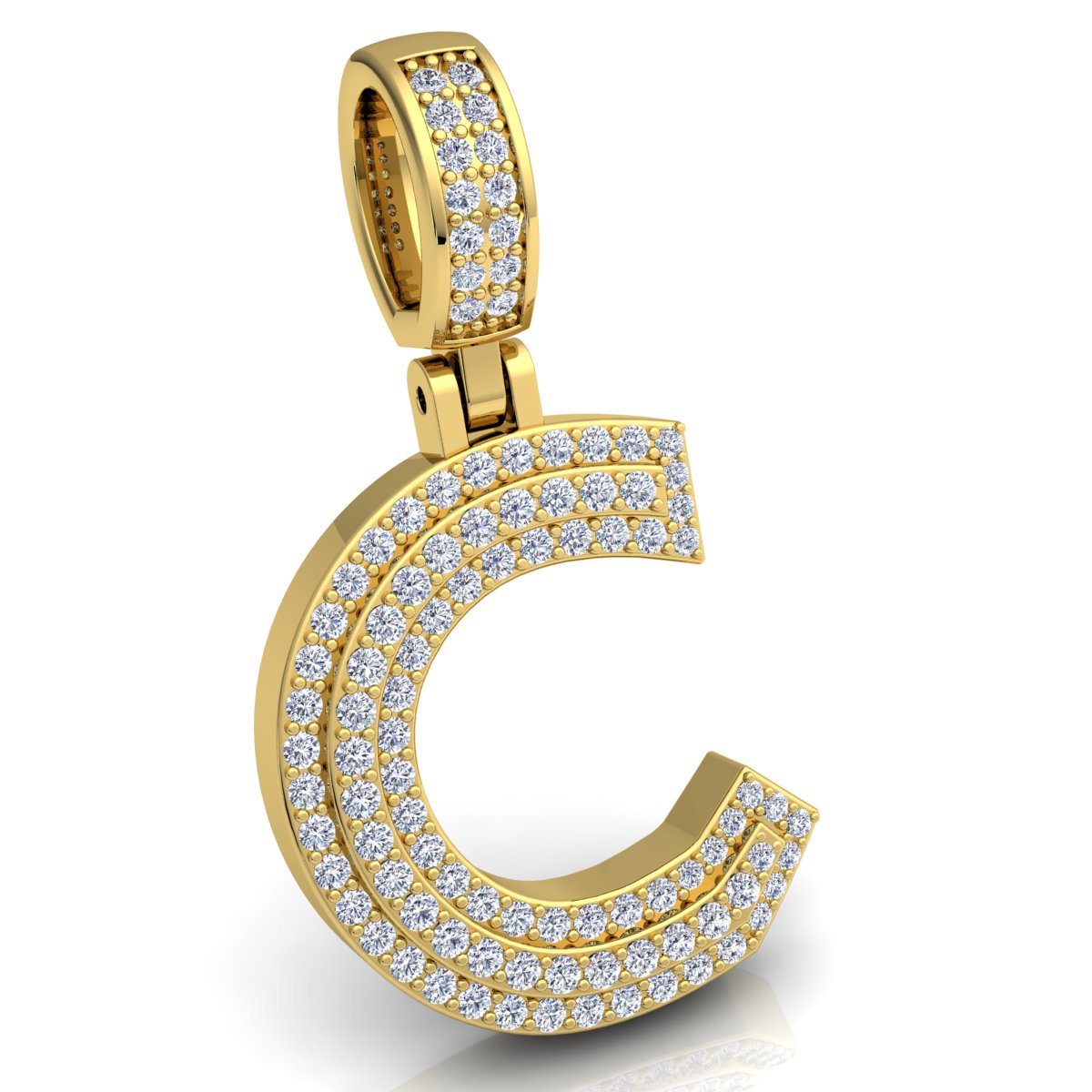 Letter "C" set with Diamonds