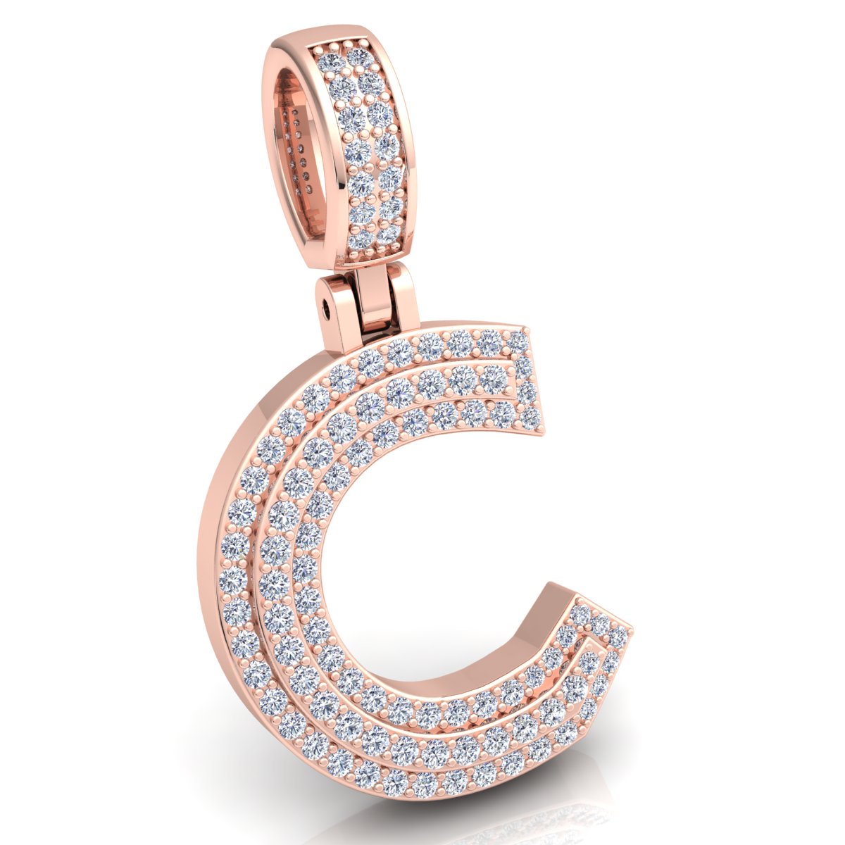 Letter "C" set with Diamonds