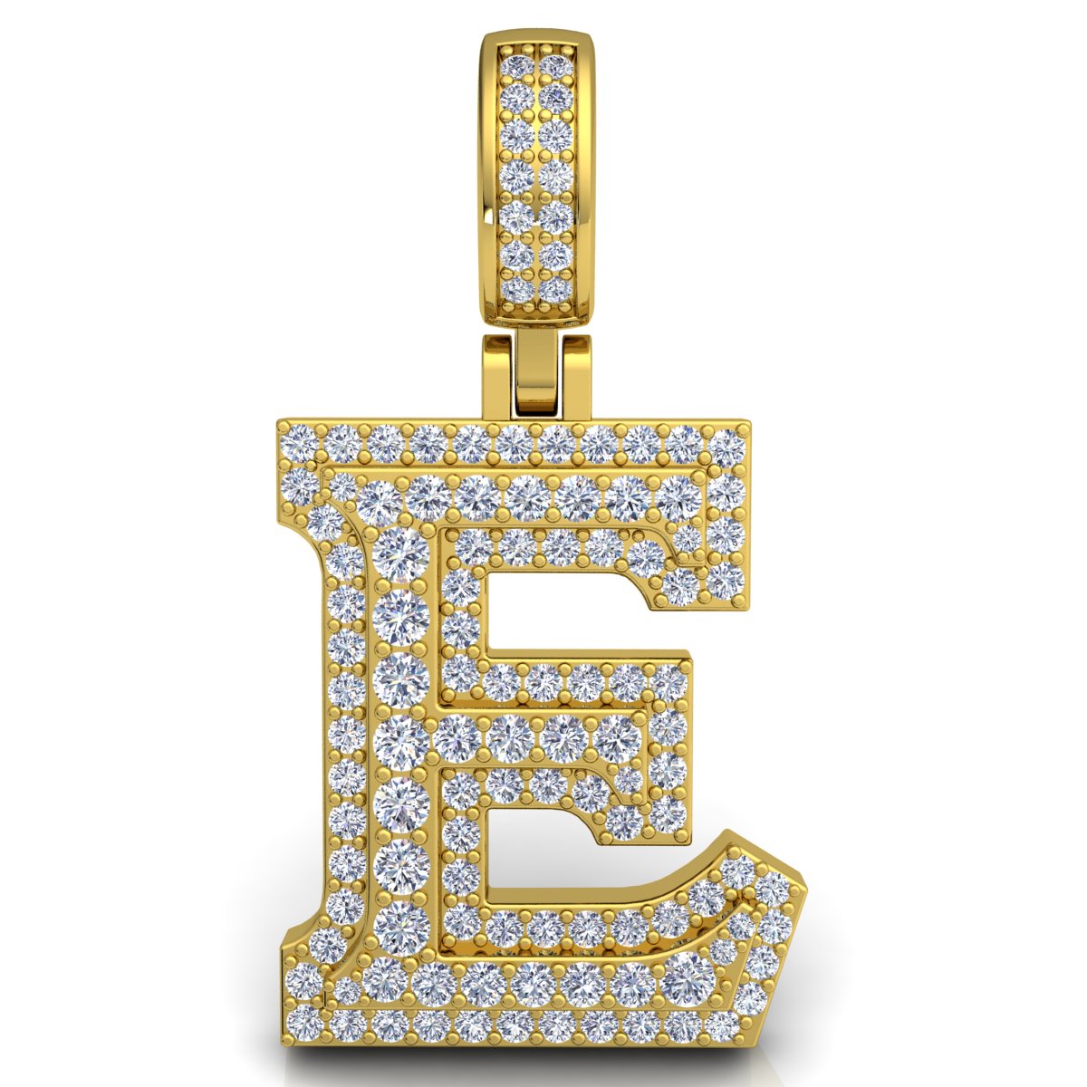 Letter "E" set with Diamonds