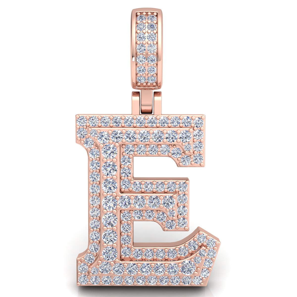 Letter "E" set with Diamonds