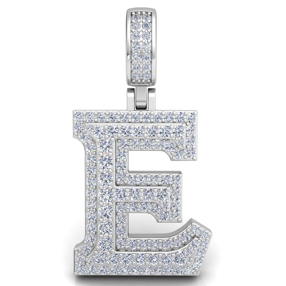 Letter "E" set with Diamonds