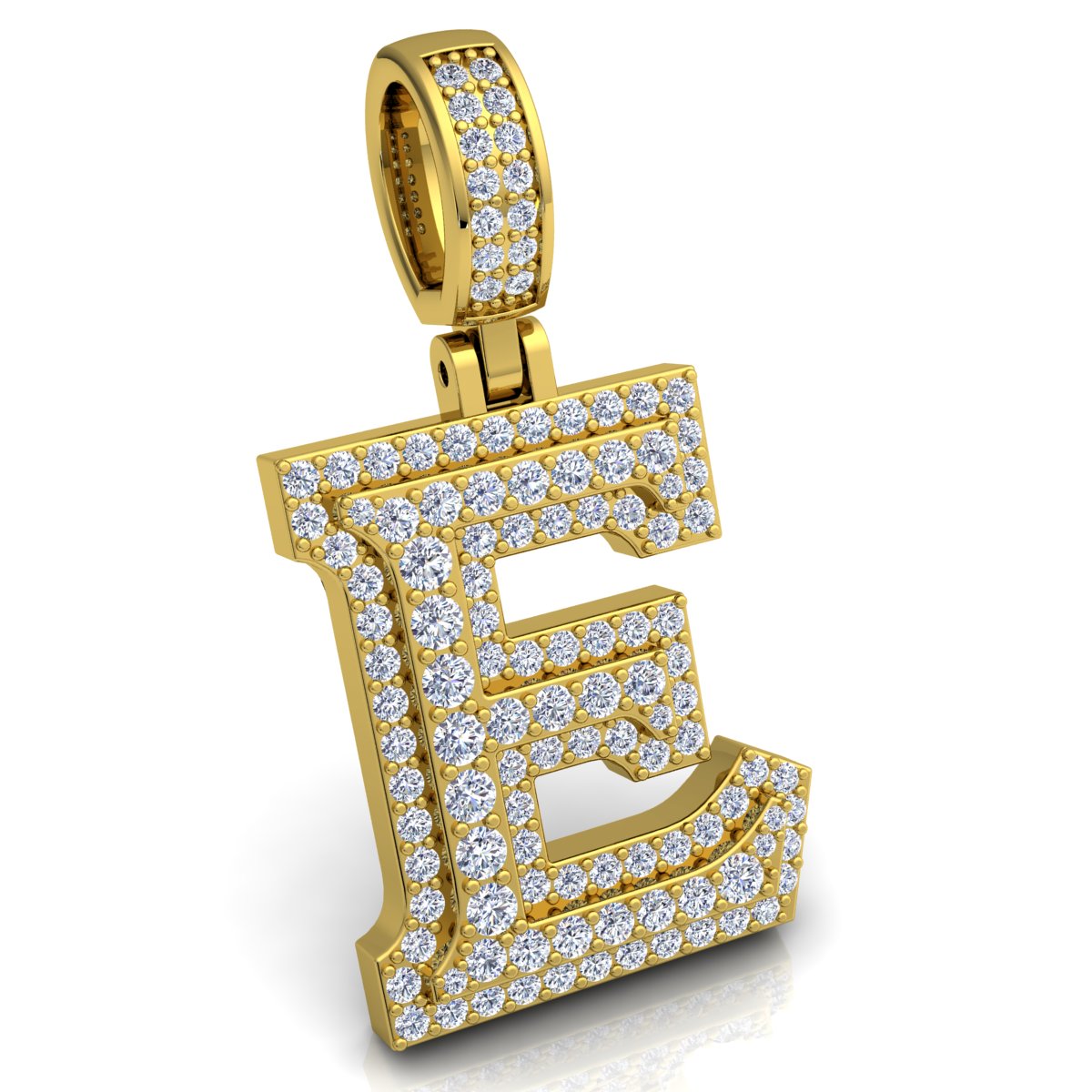 Letter "E" set with Diamonds