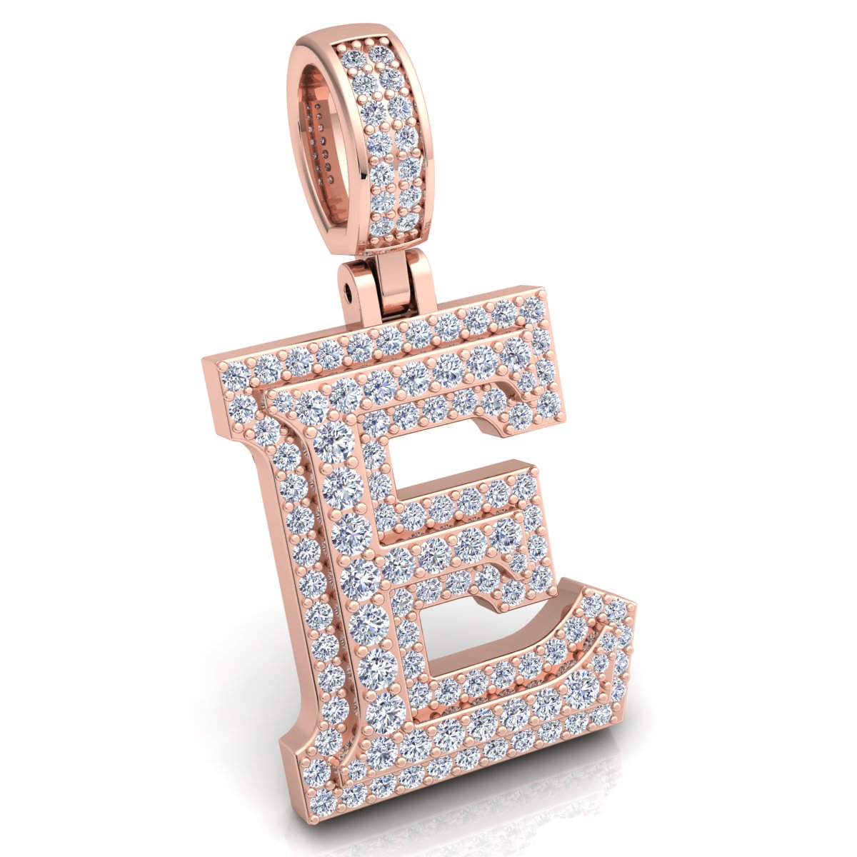 Letter "E" set with Diamonds