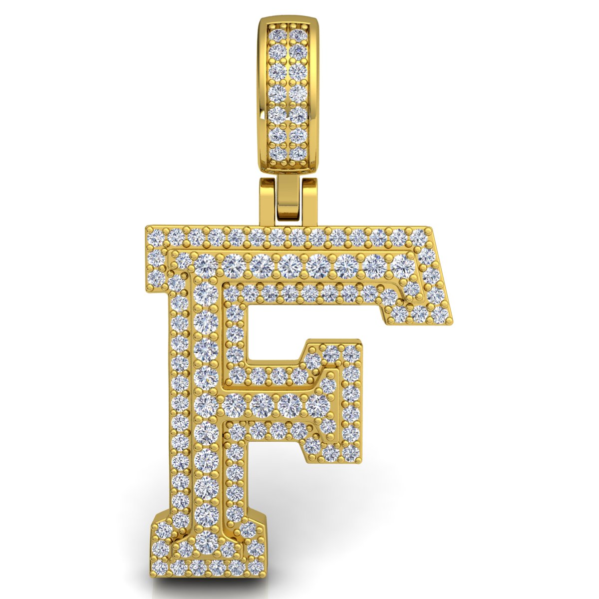 Letter "F" set with Diamonds