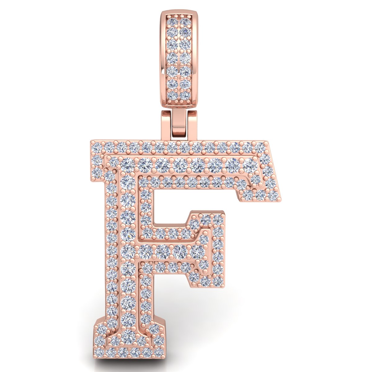 Letter "F" set with Diamonds