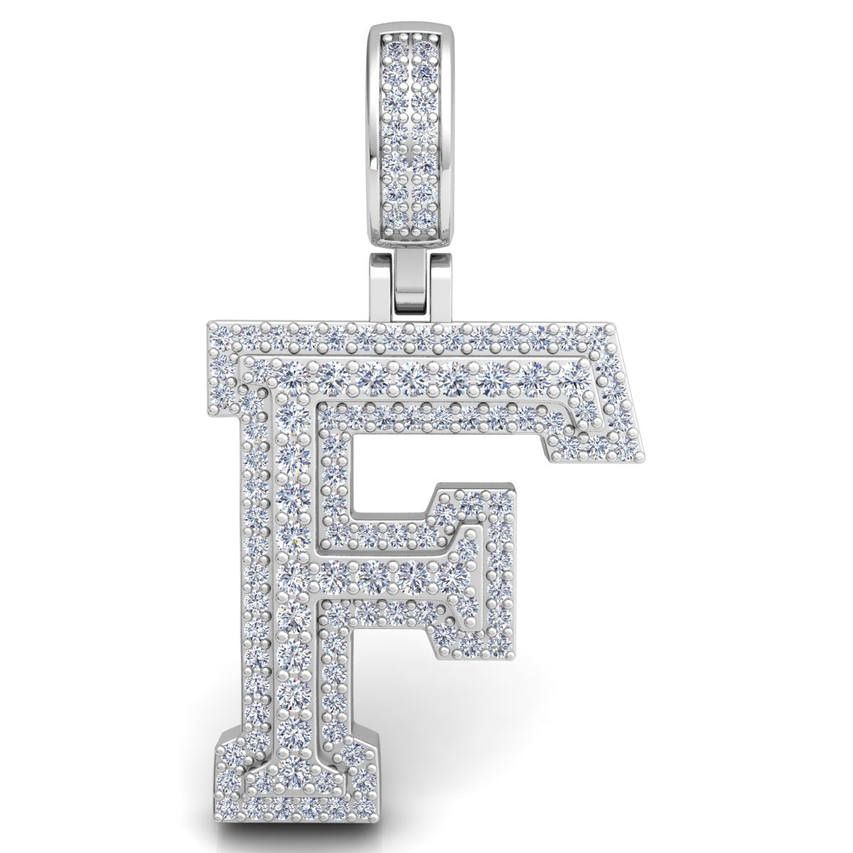 Letter "F" set with Diamonds