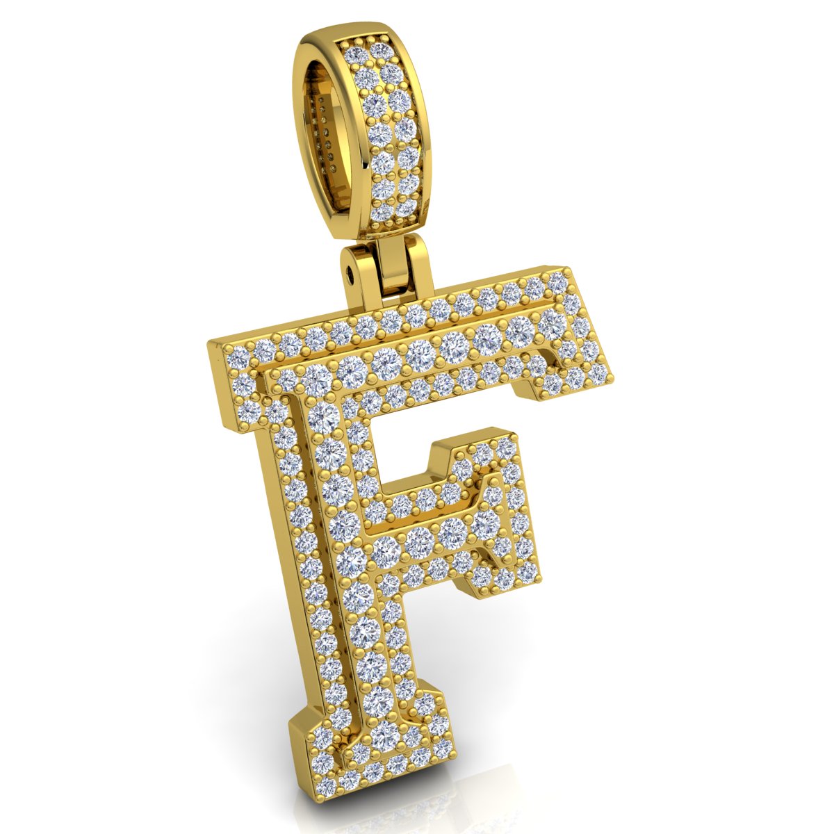 Letter "F" set with Diamonds