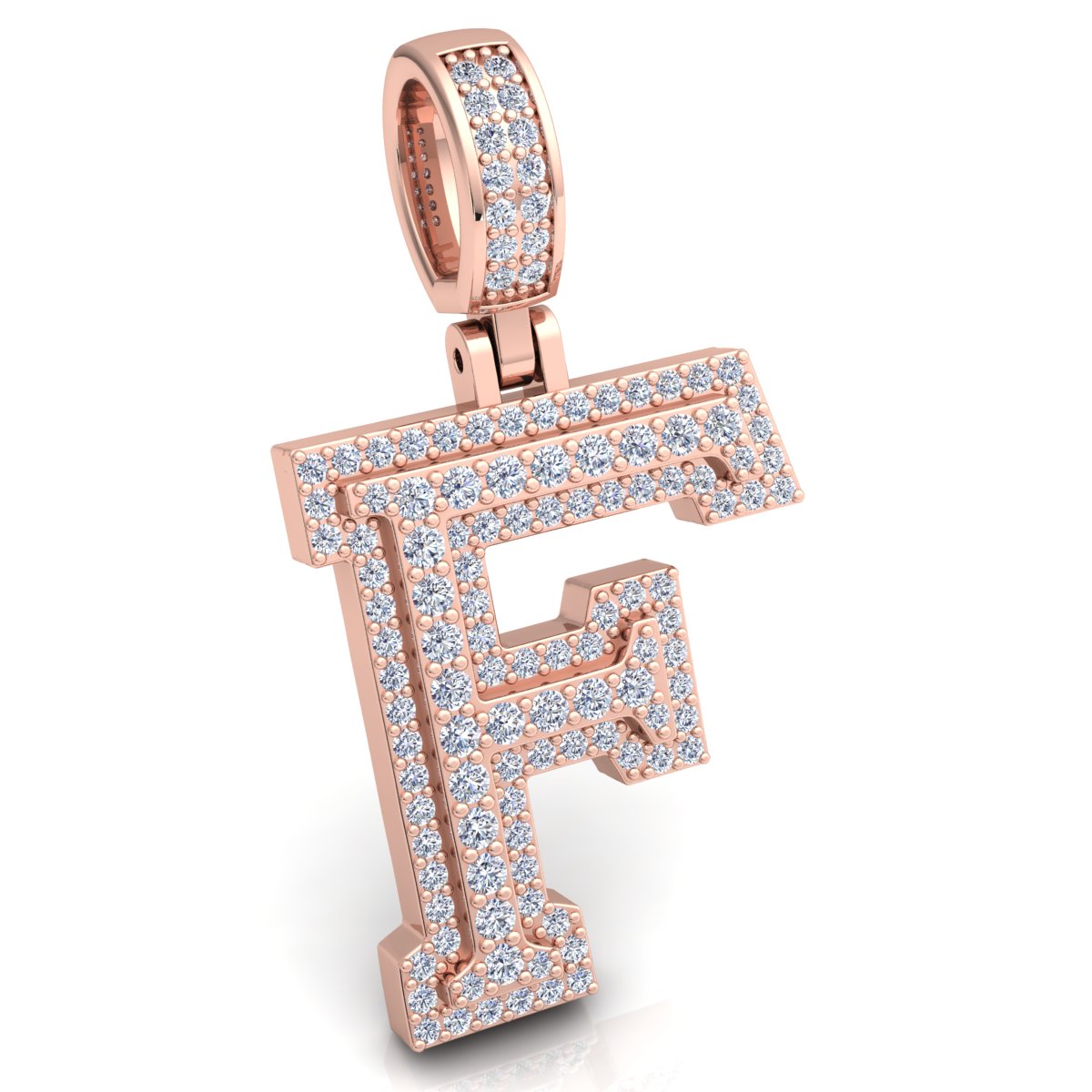 Letter "F" set with Diamonds