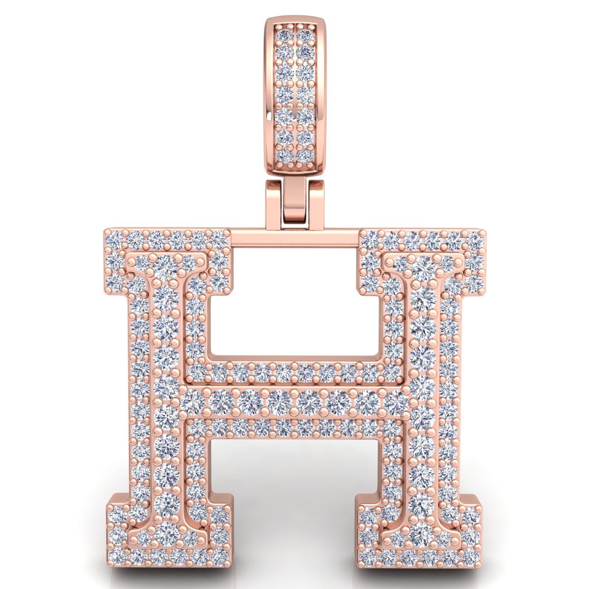 Letter "H" set with Diamonds