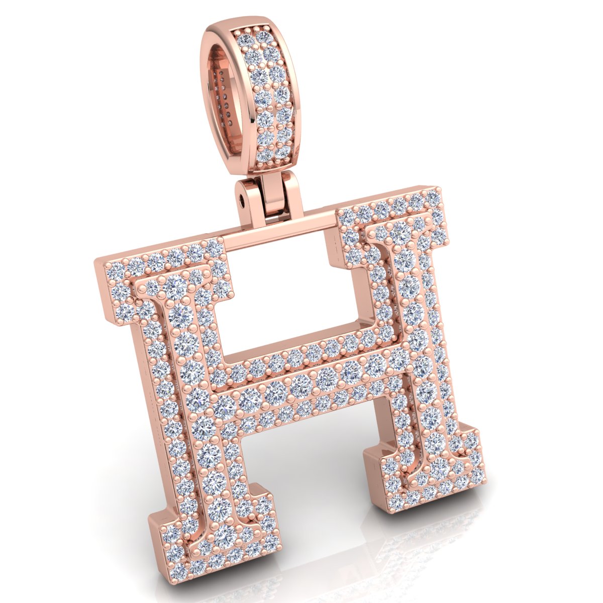 Letter "H" set with Diamonds