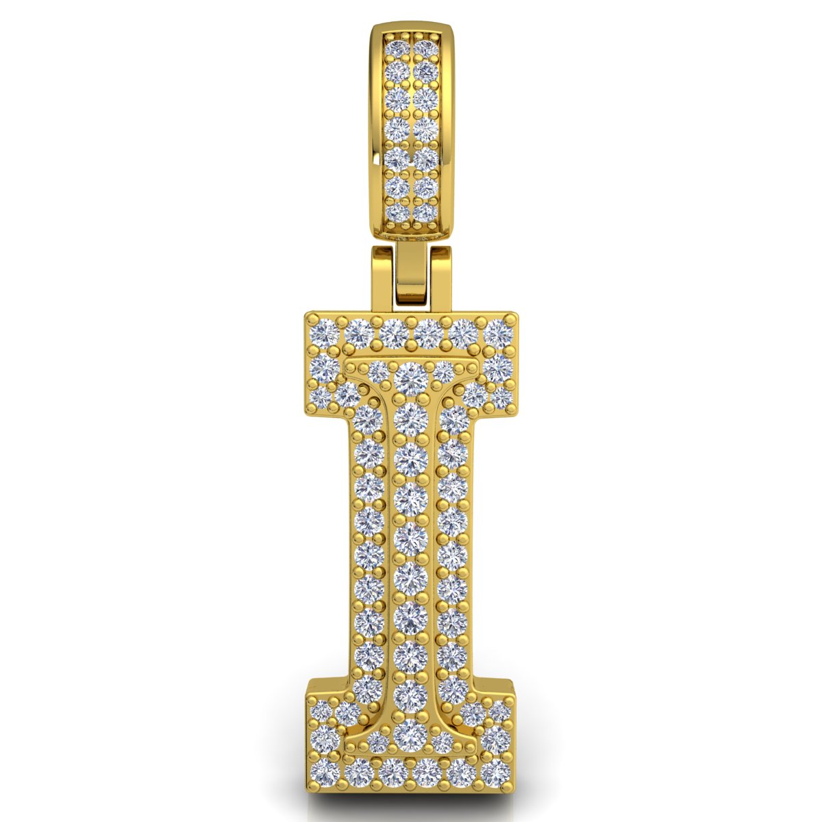 Letter "I" set with Diamonds