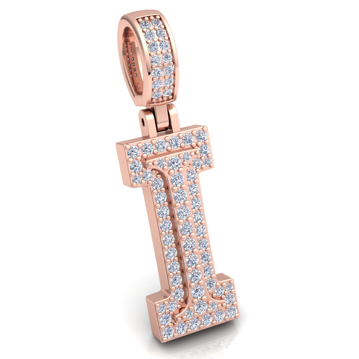 Letter "I" set with Diamonds