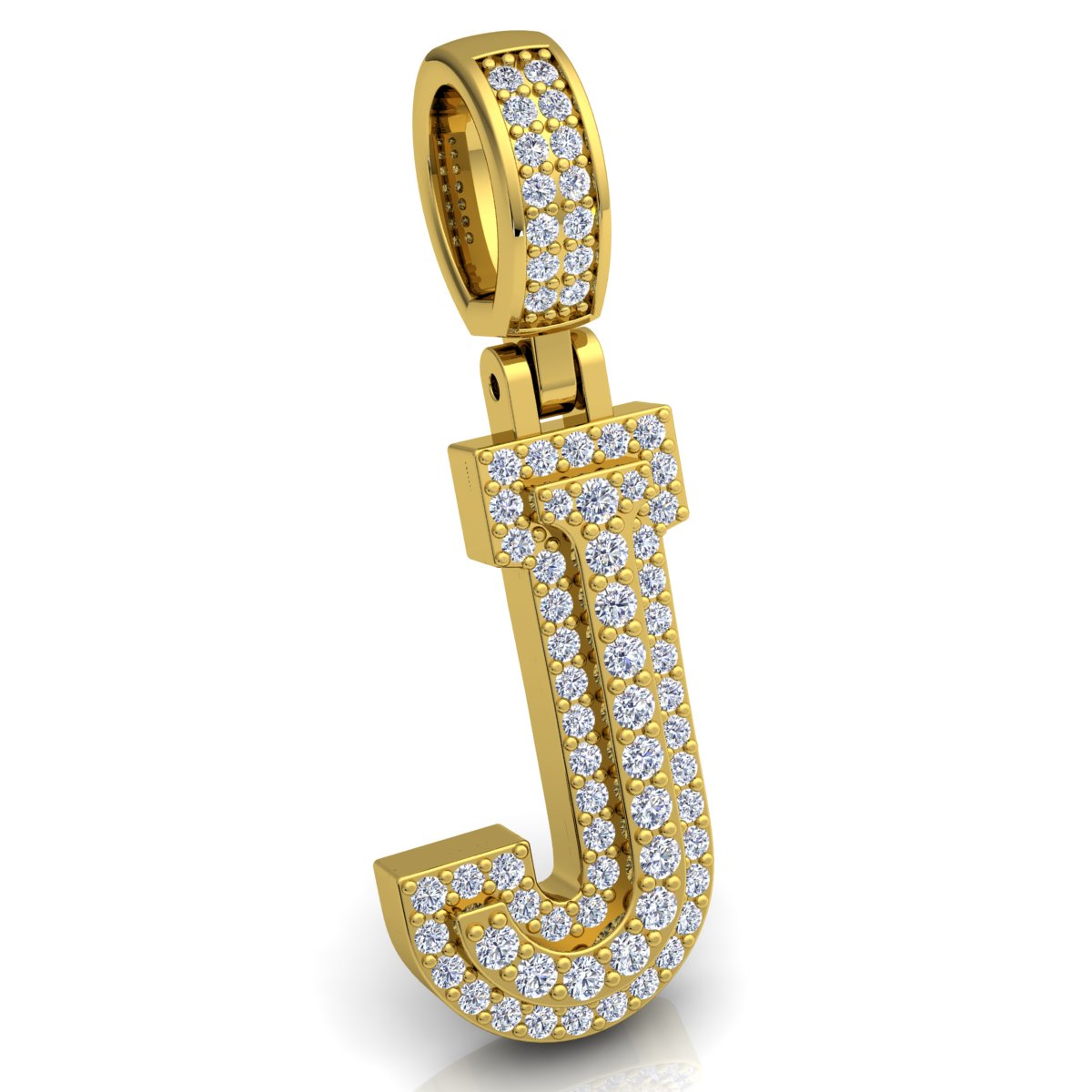 Letter "J" set with Diamonds