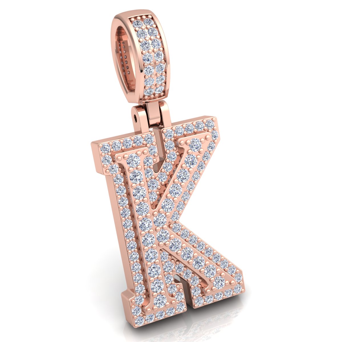 Letter "K" set with Diamonds