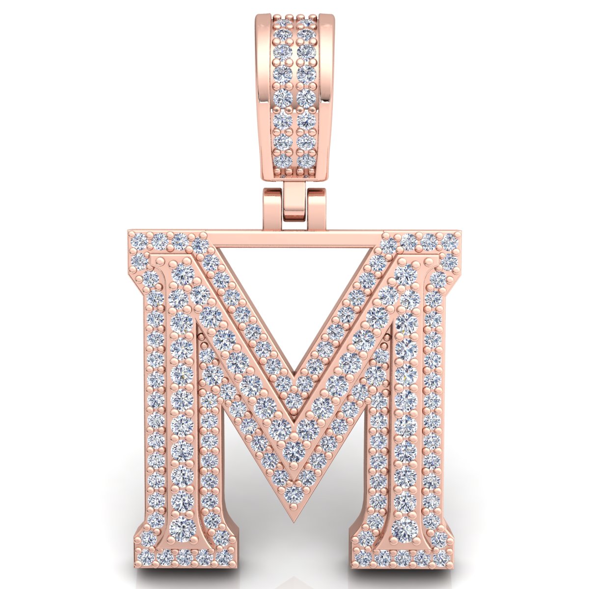 Letter "M" set with Diamonds