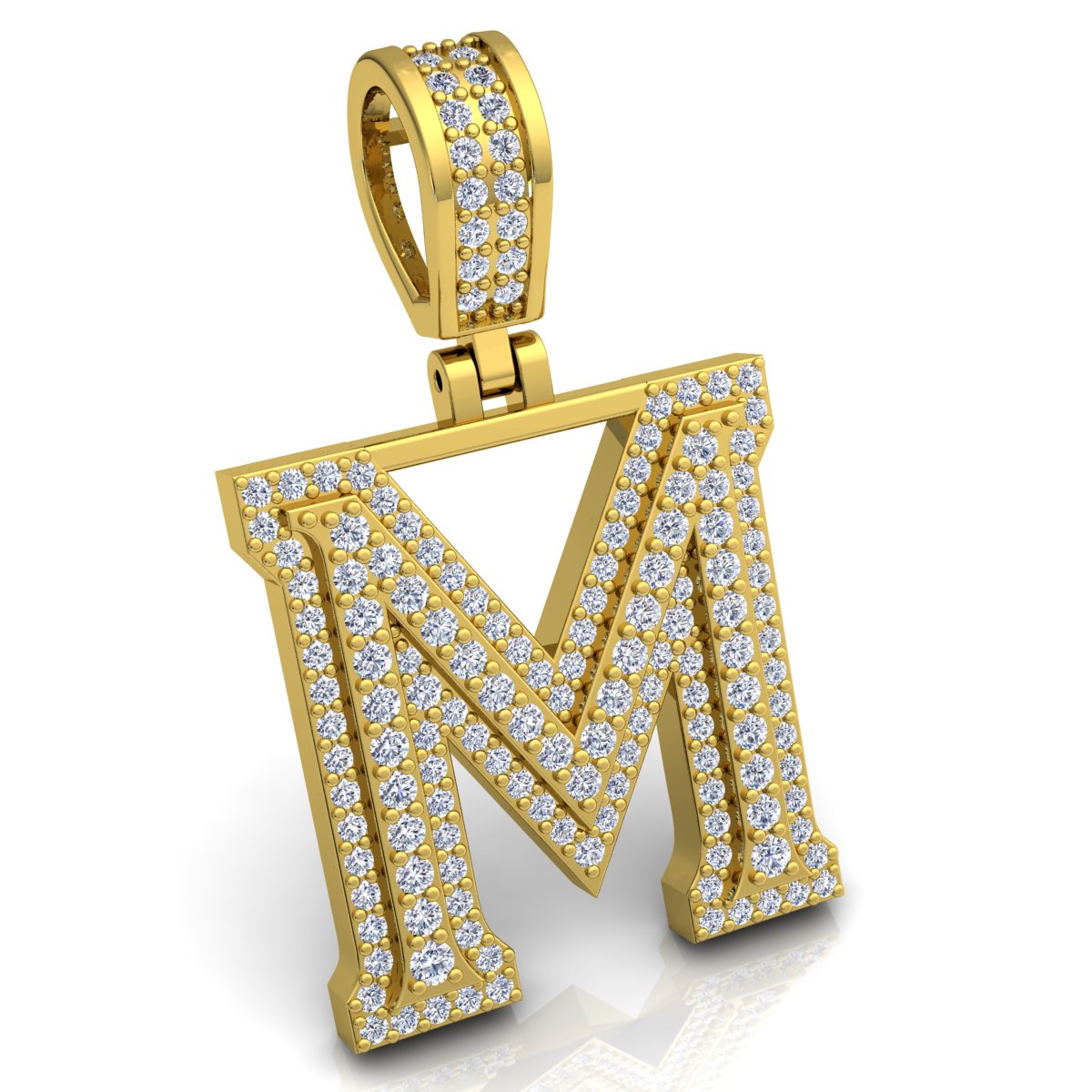 Letter "M" set with Diamonds