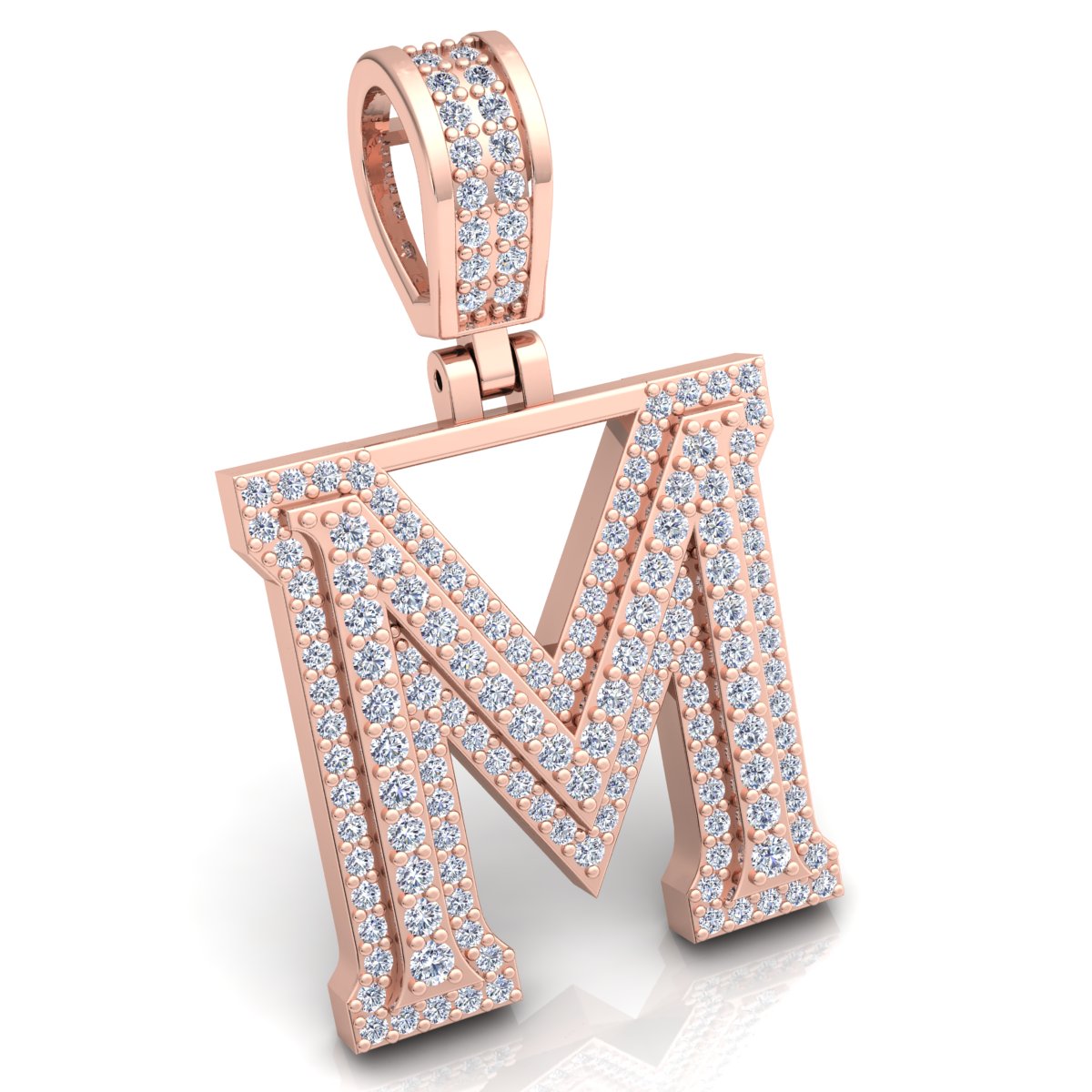 Letter "M" set with Diamonds