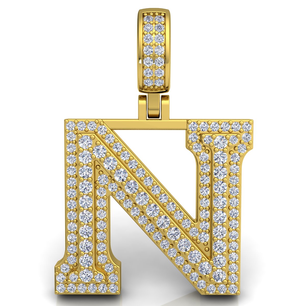 Letter "N" set with Diamonds