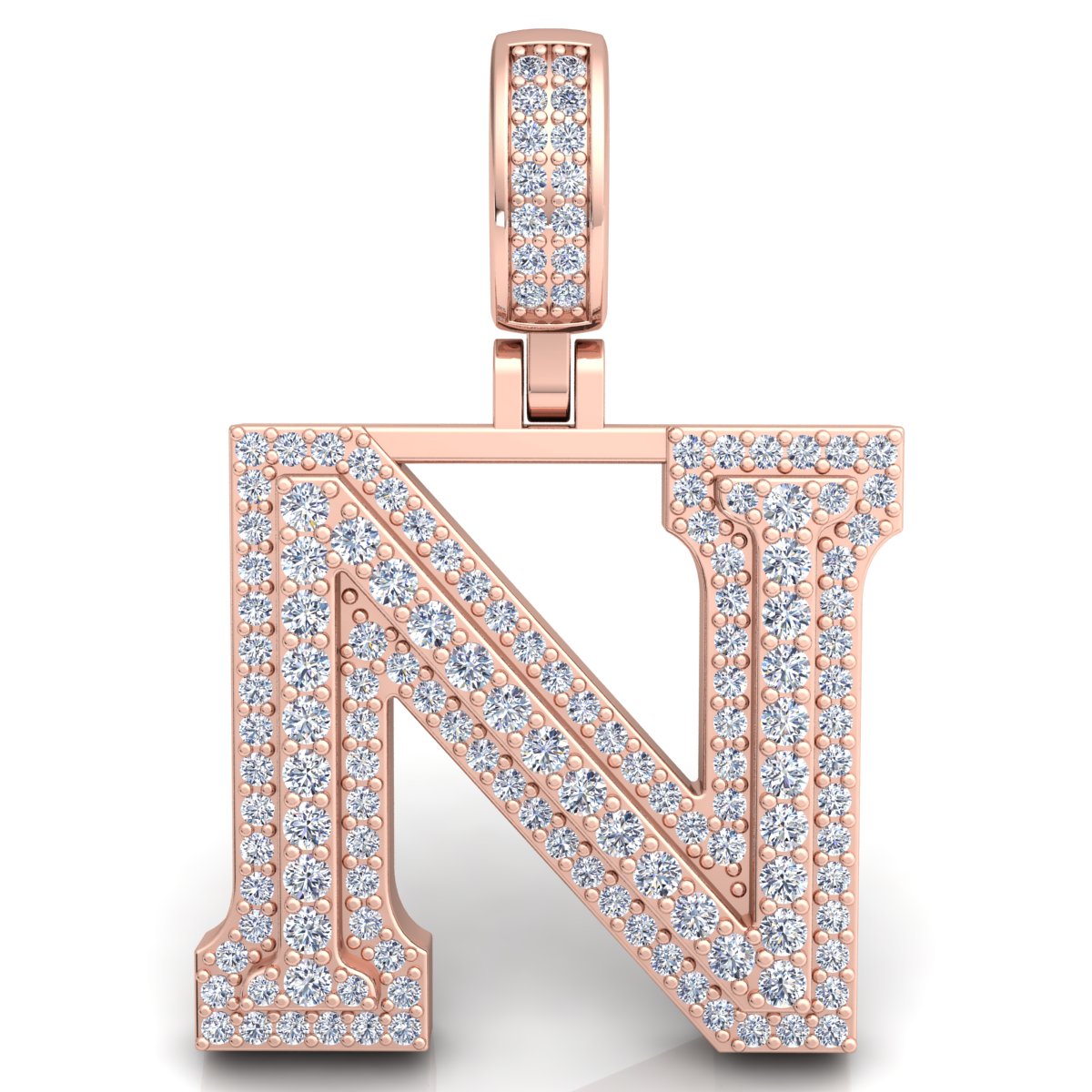 Letter "N" set with Diamonds