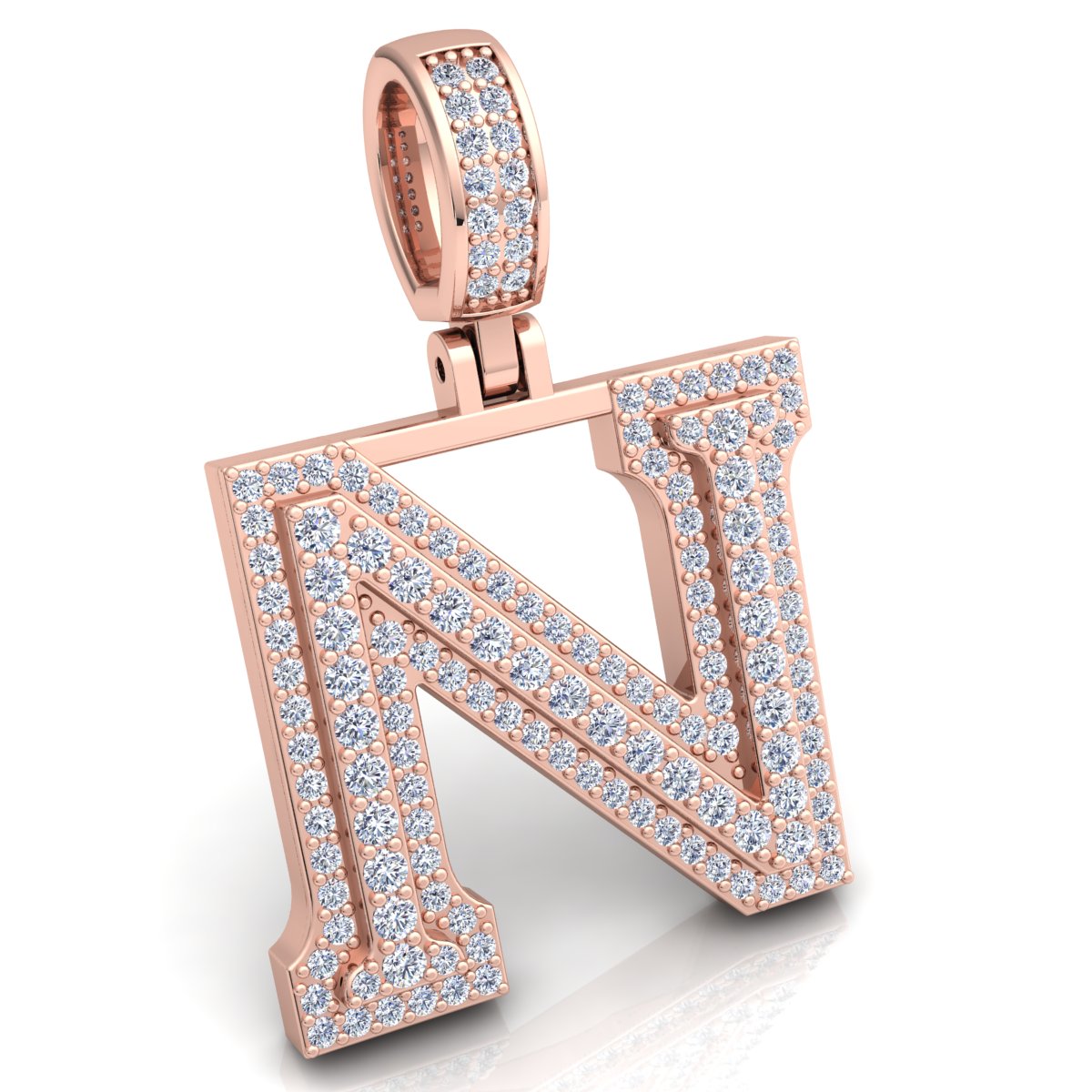 Letter "N" set with Diamonds