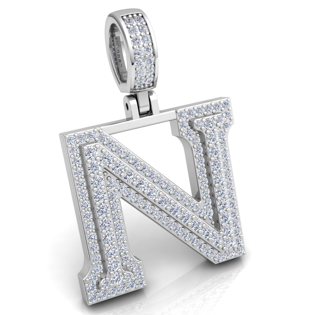 Letter "N" set with Diamonds