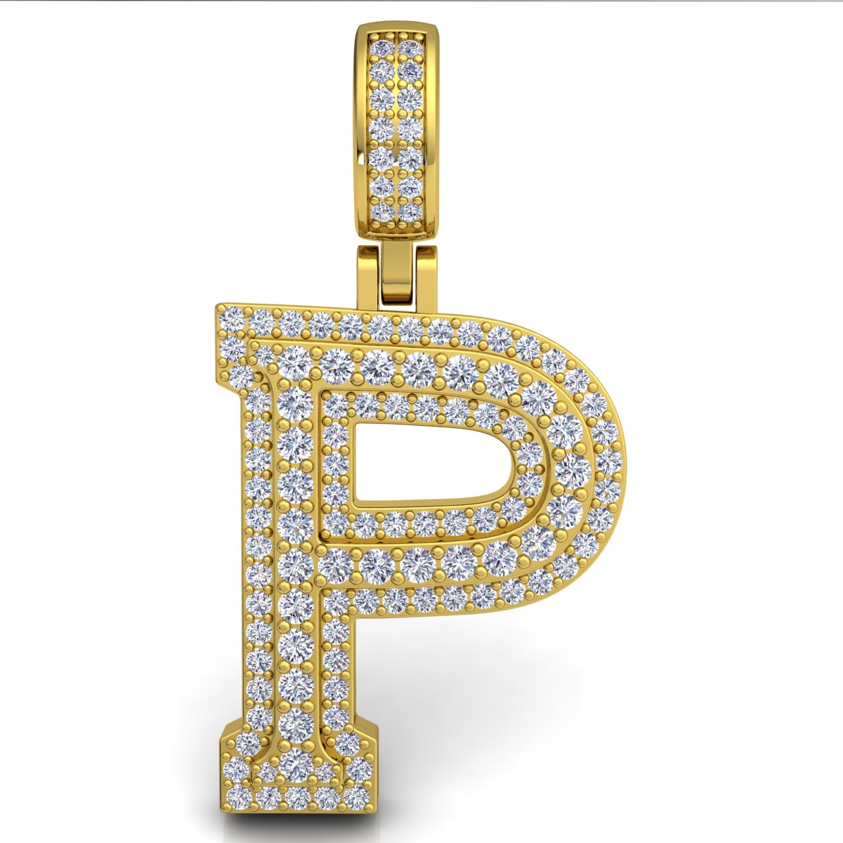 Letter "P" set with Diamonds
