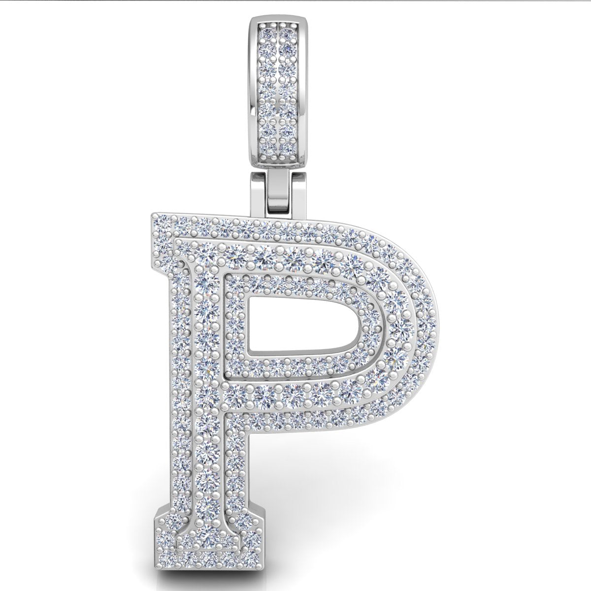 Letter "P" set with Diamonds