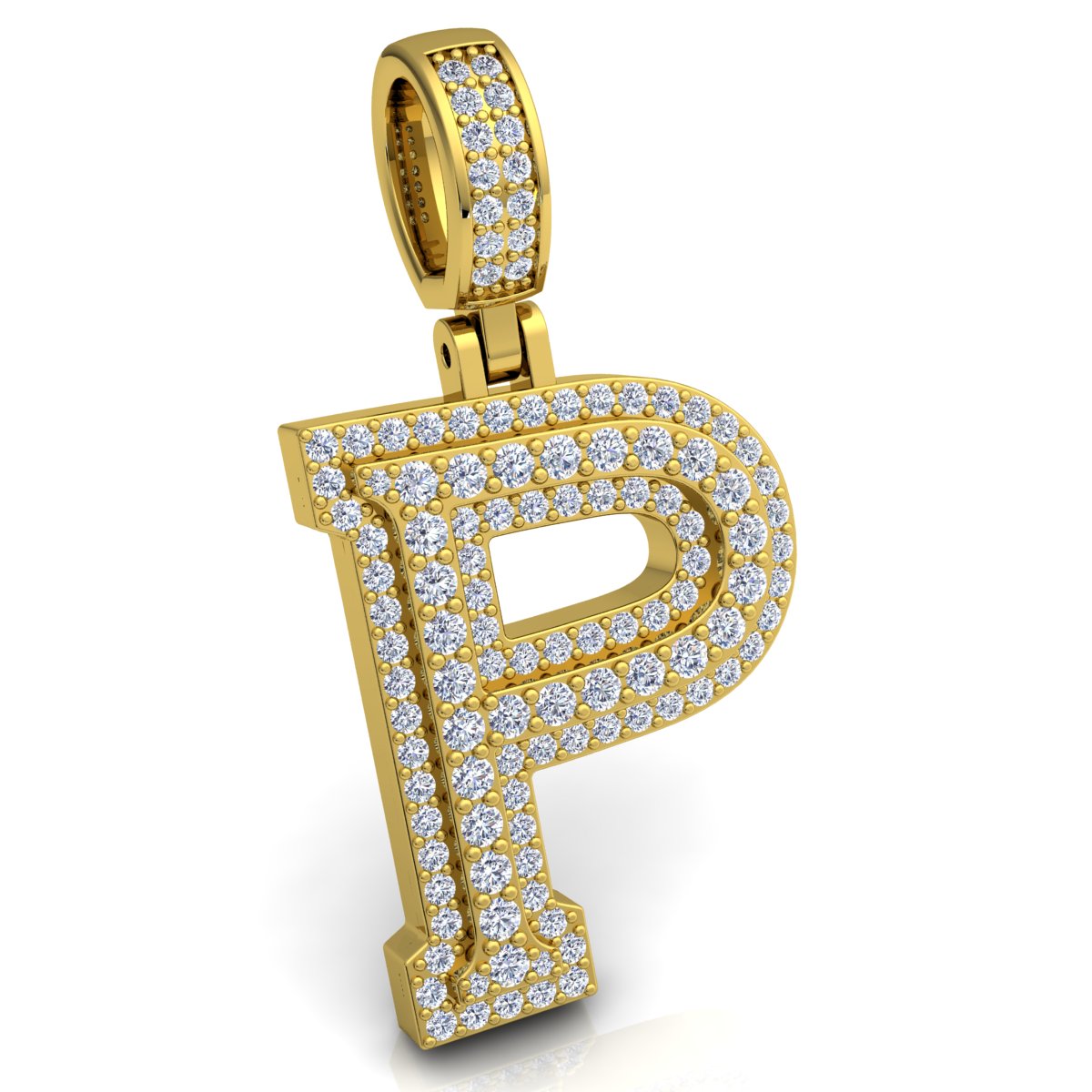 Letter "P" set with Diamonds
