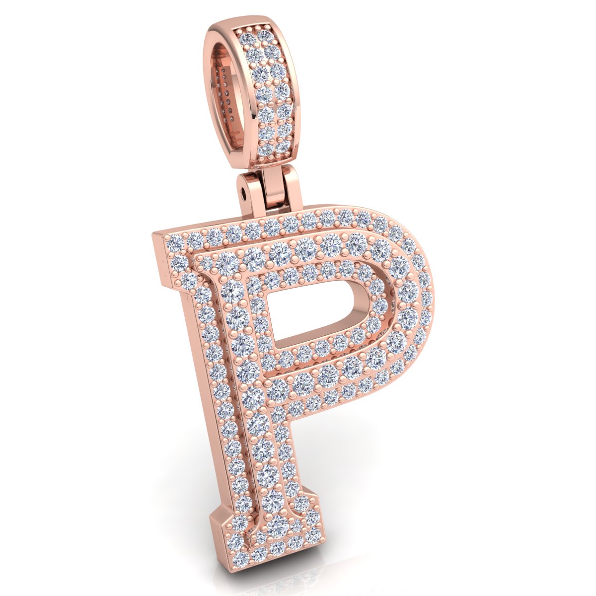 Letter "P" set with Diamonds