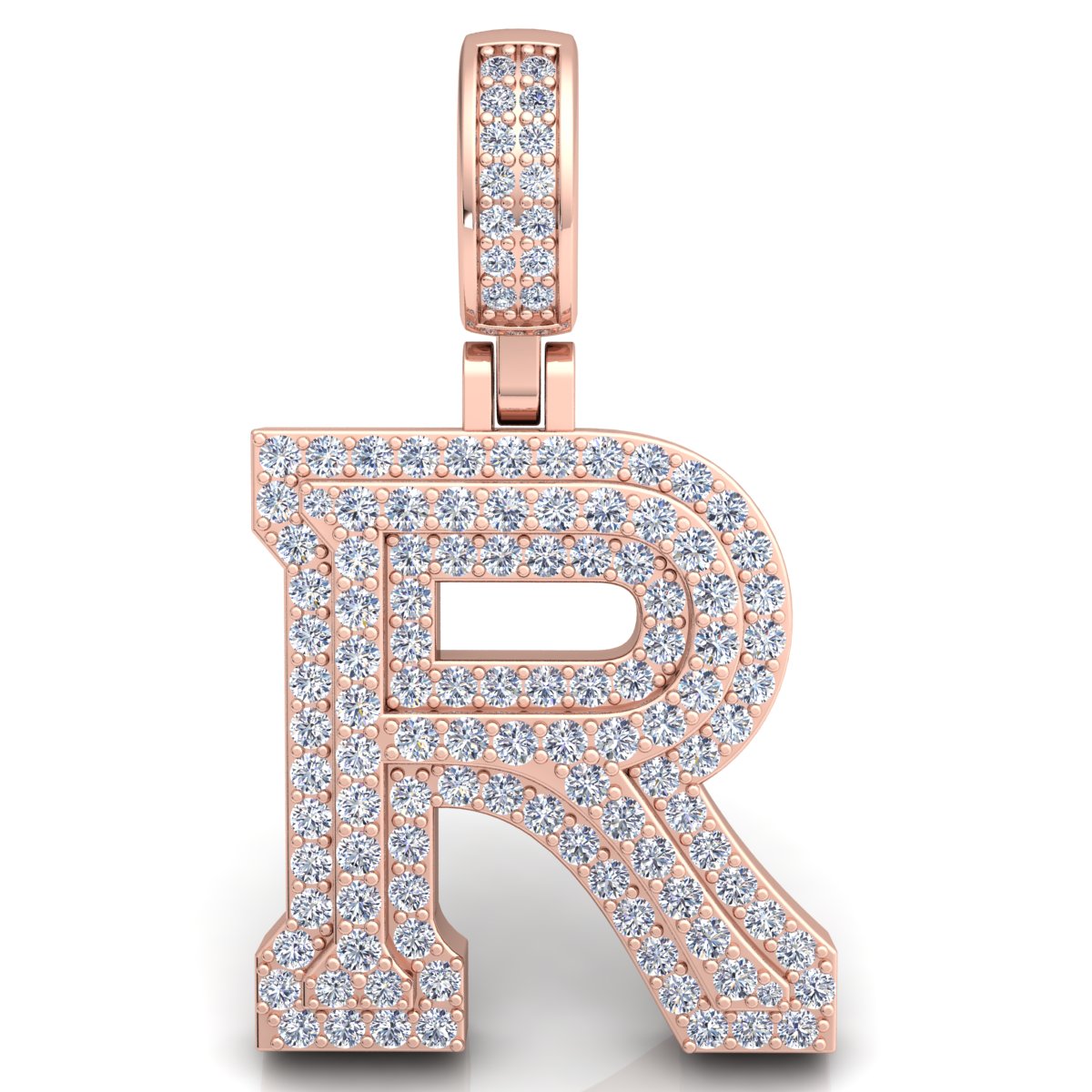 Letter "R" set with Diamonds