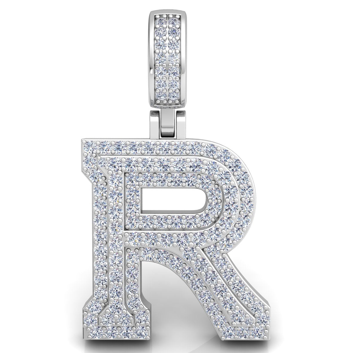 Letter "R" set with Diamonds
