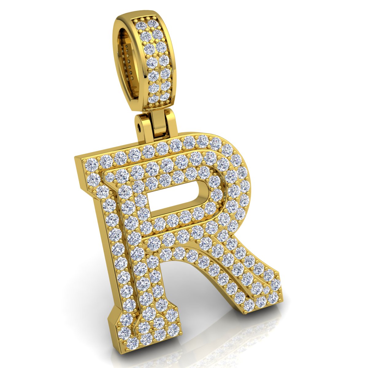 Letter "R" set with Diamonds