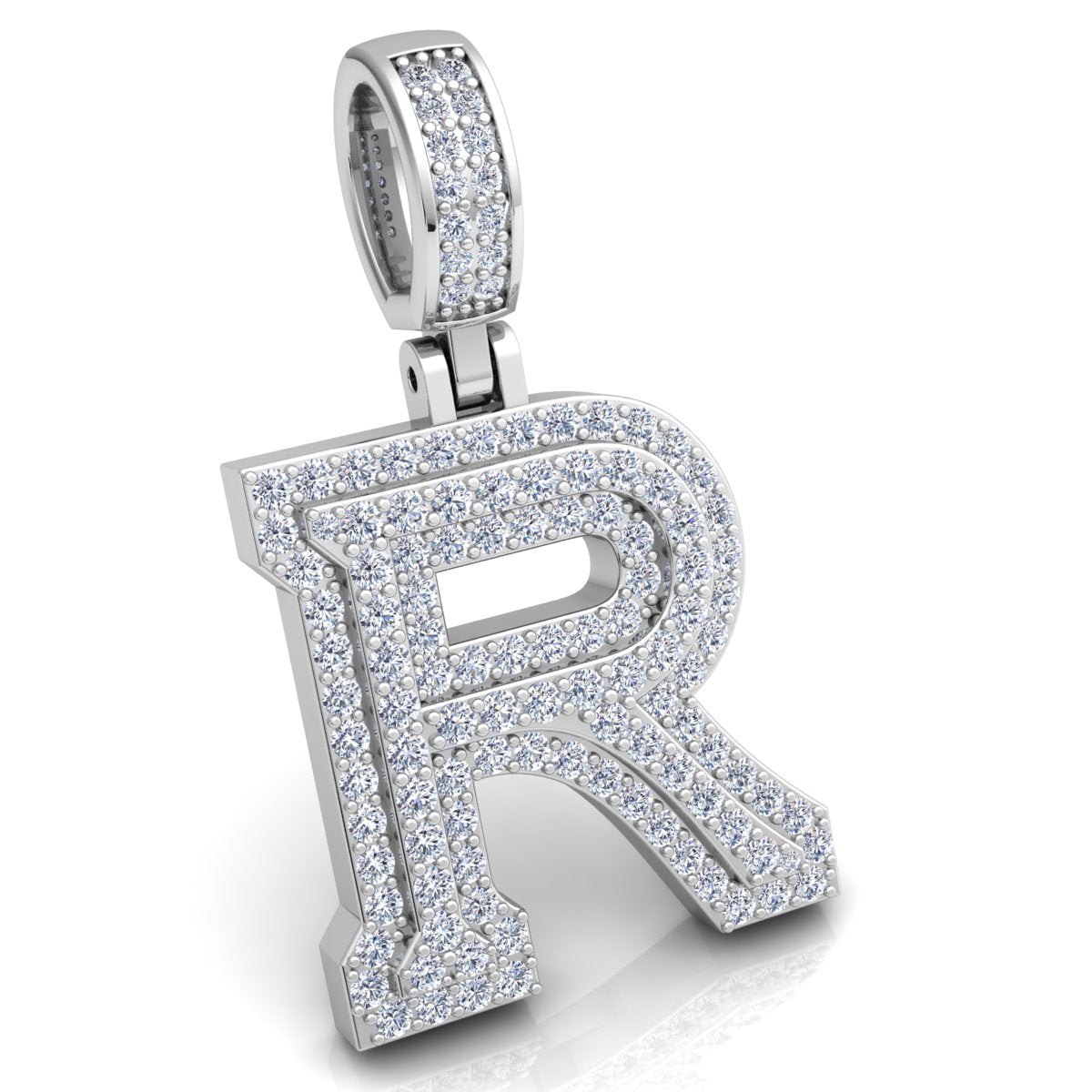 Letter "R" set with Diamonds