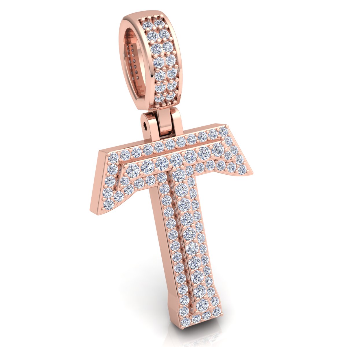 Letter "T" set with Diamonds