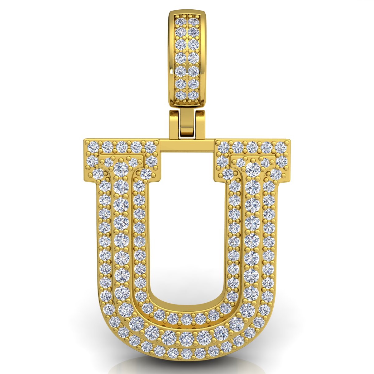 Letter "U" set with Diamonds