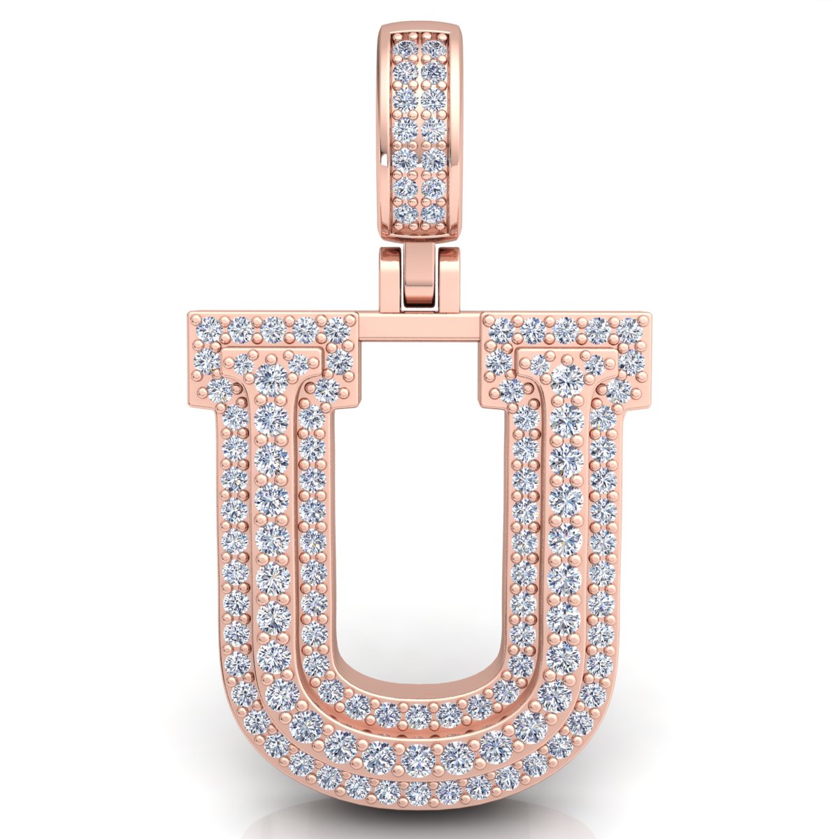 Letter "U" set with Diamonds
