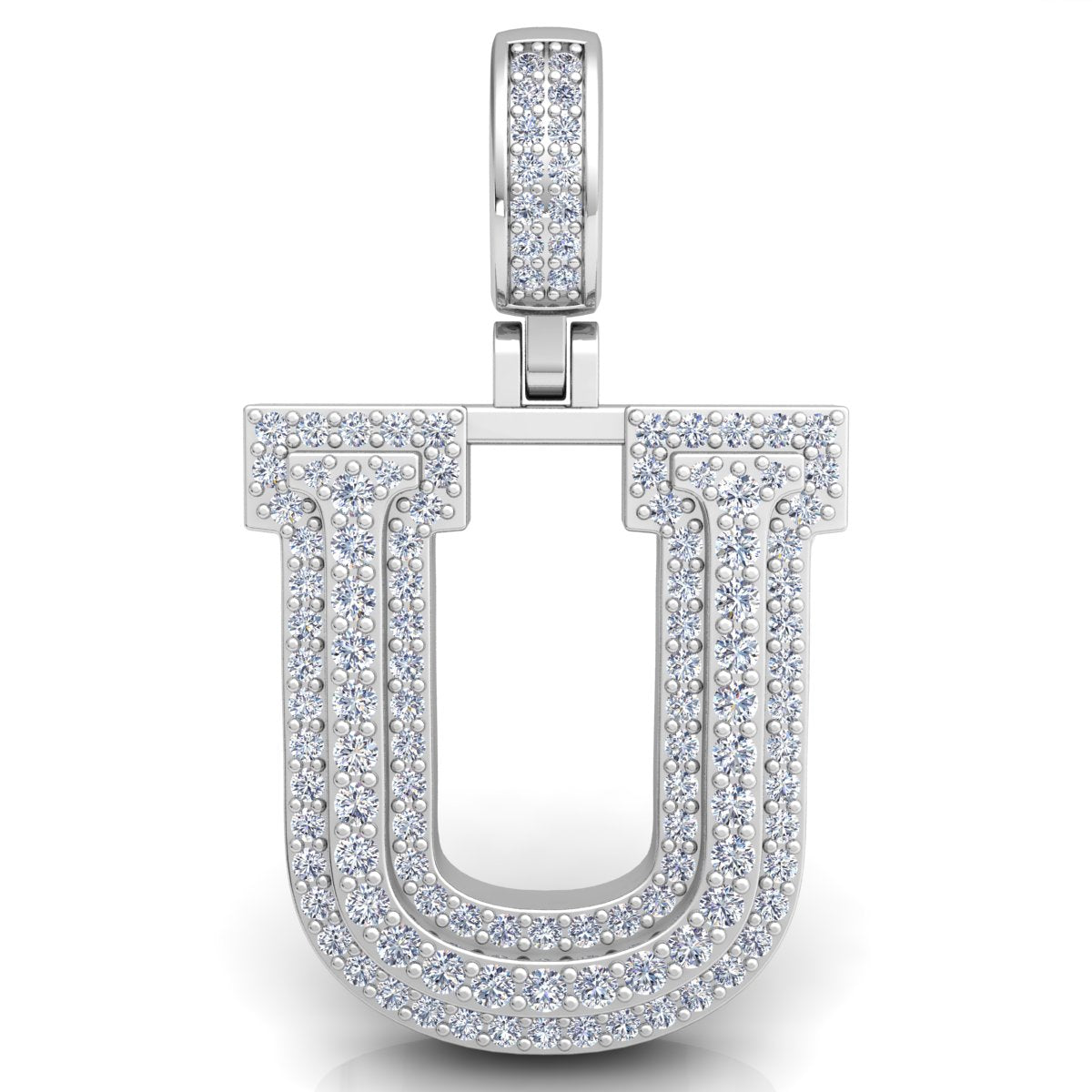 Letter "U" set with Diamonds