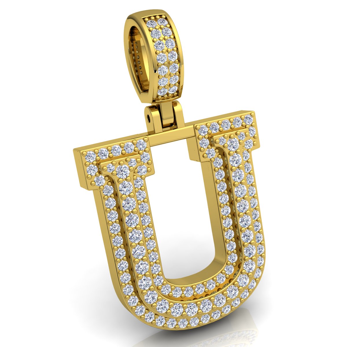 Letter "U" set with Diamonds