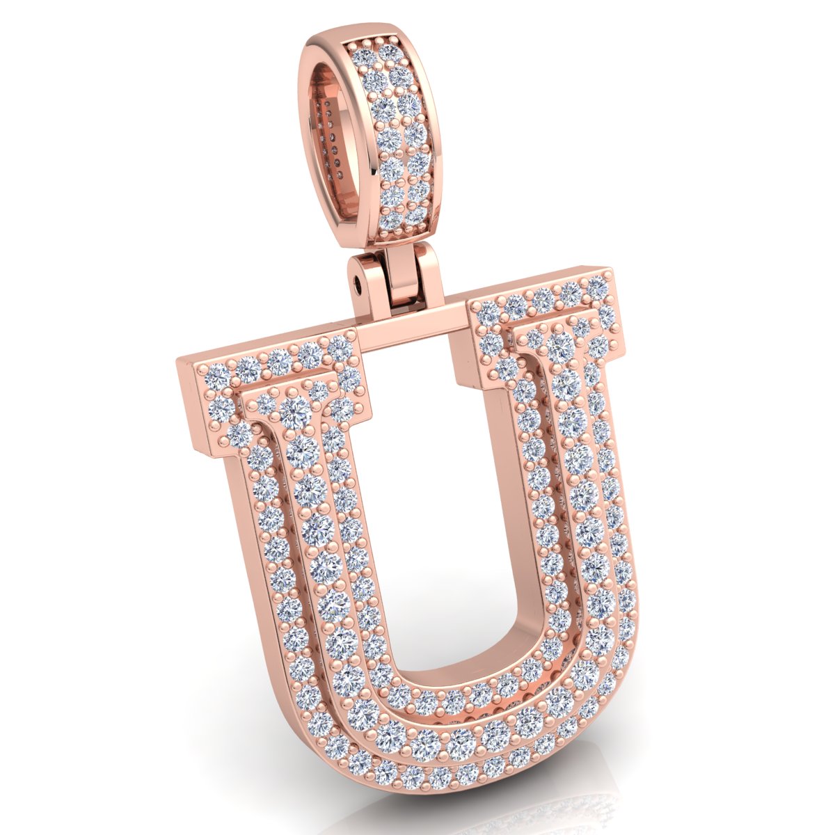 Letter "U" set with Diamonds