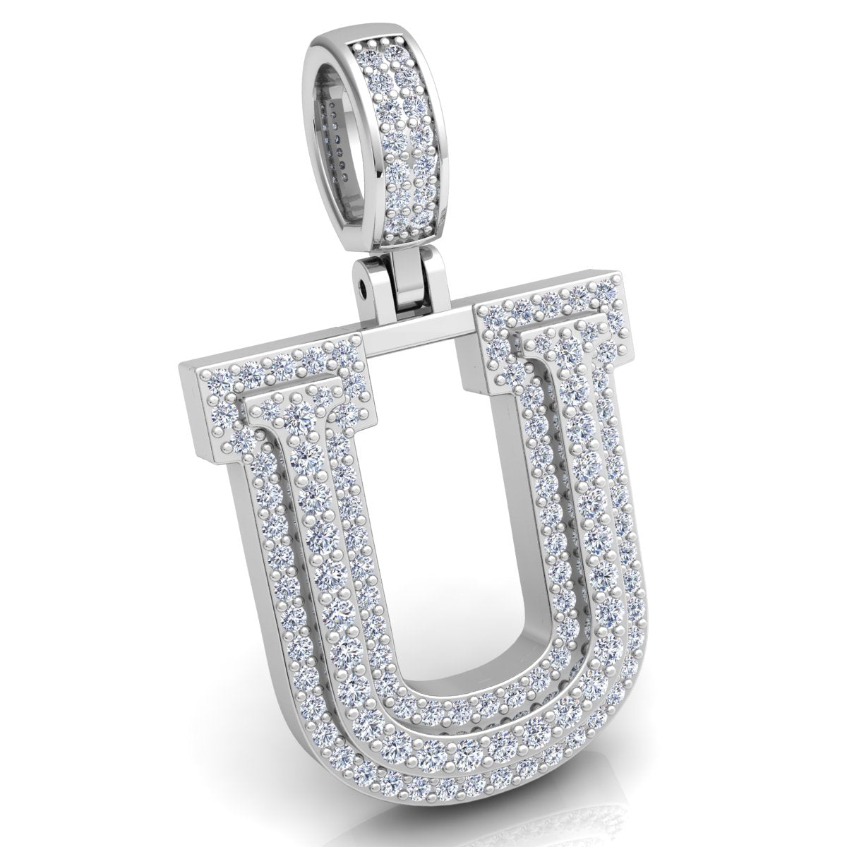 Letter "U" set with Diamonds