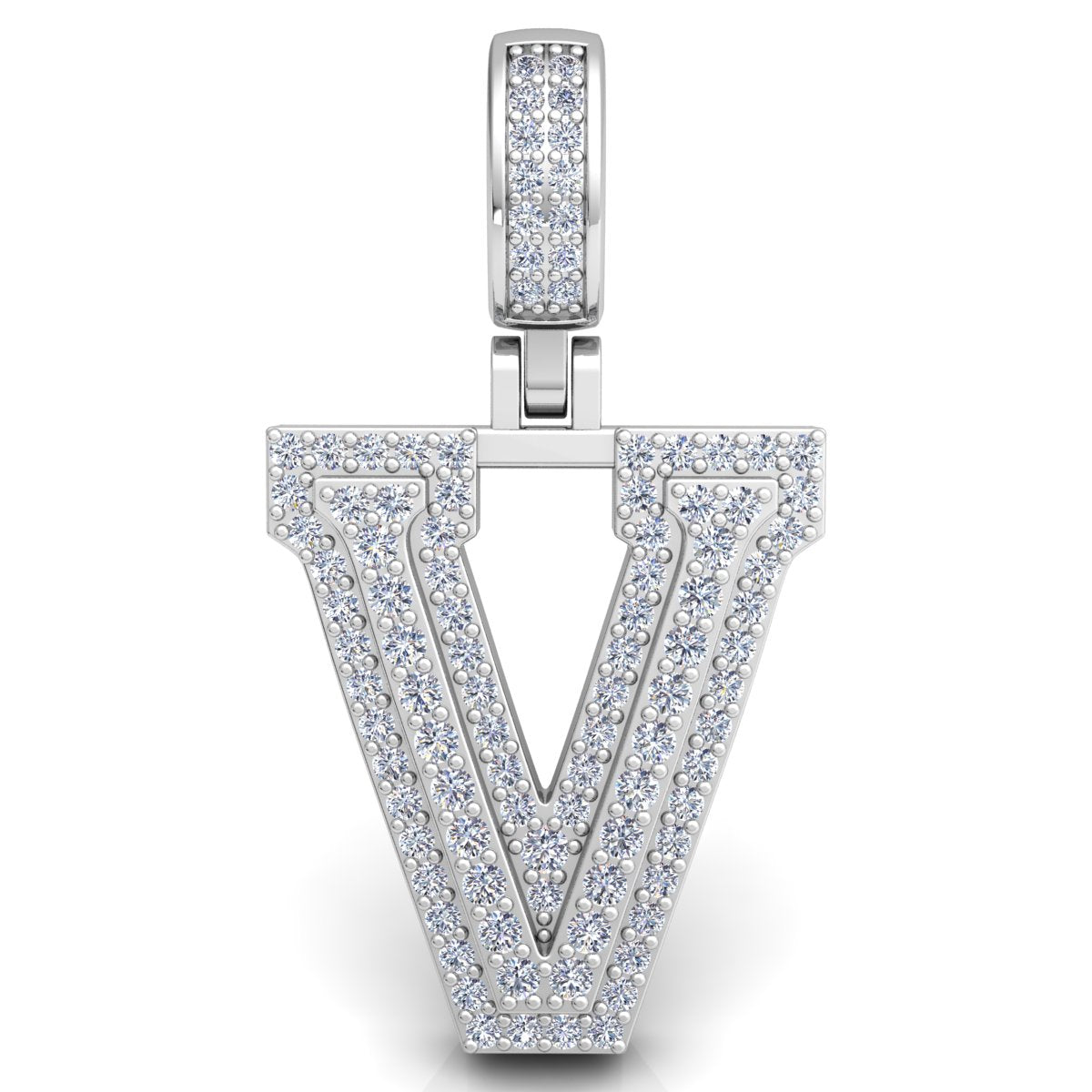 Letter "V" set with Diamonds