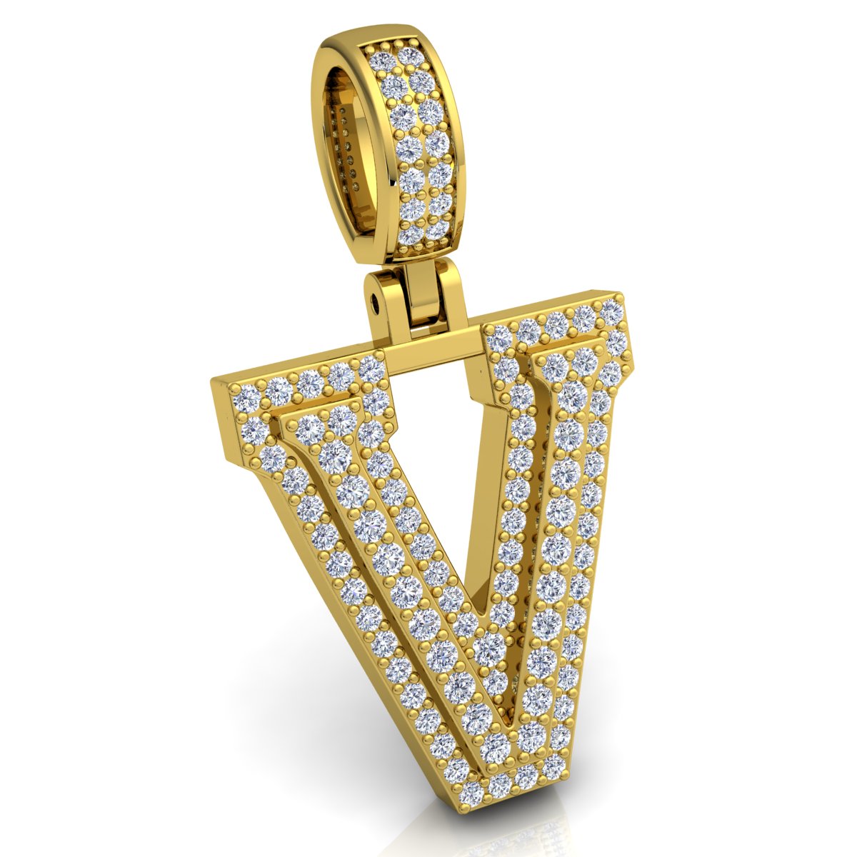 Letter "V" set with Diamonds