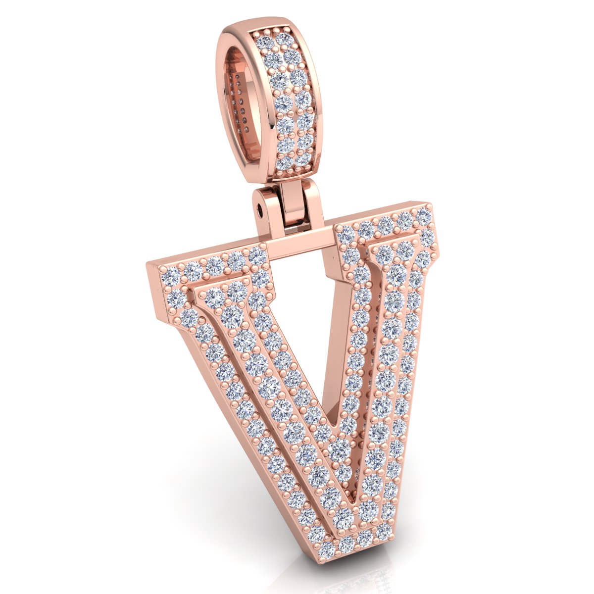 Letter "V" set with Diamonds