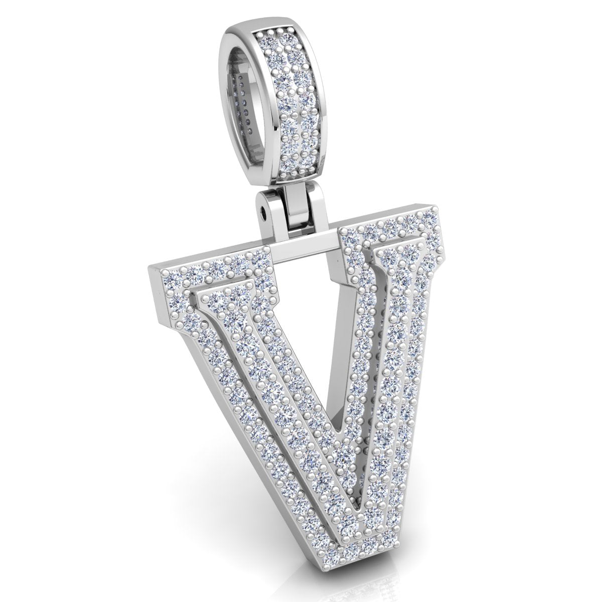 Letter "V" set with Diamonds