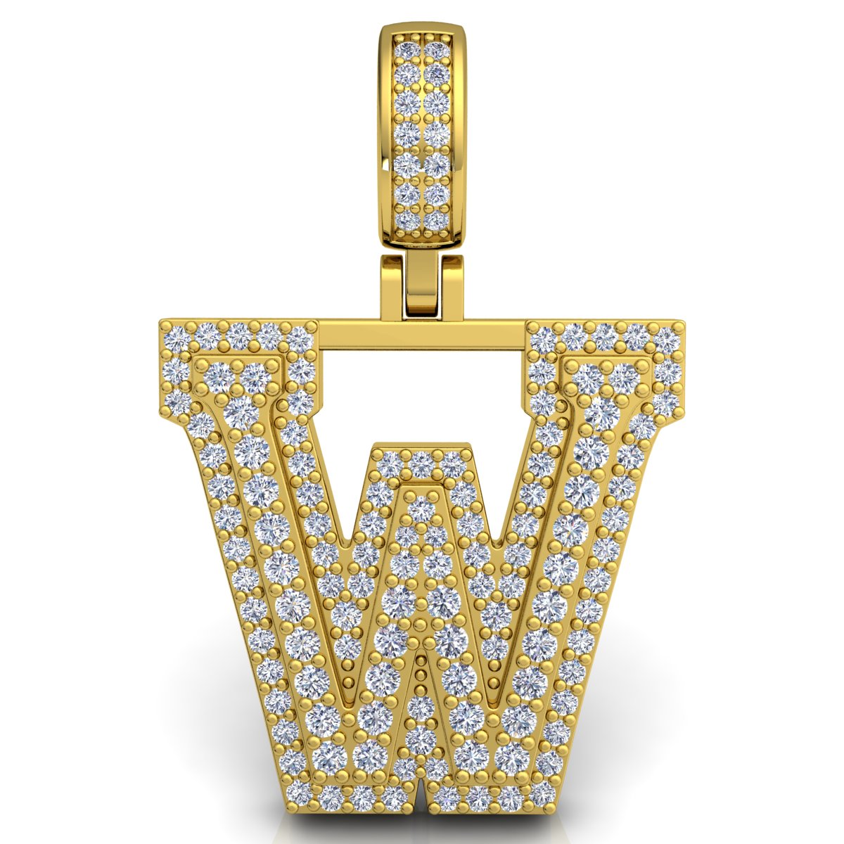Letter "W" set with Diamonds